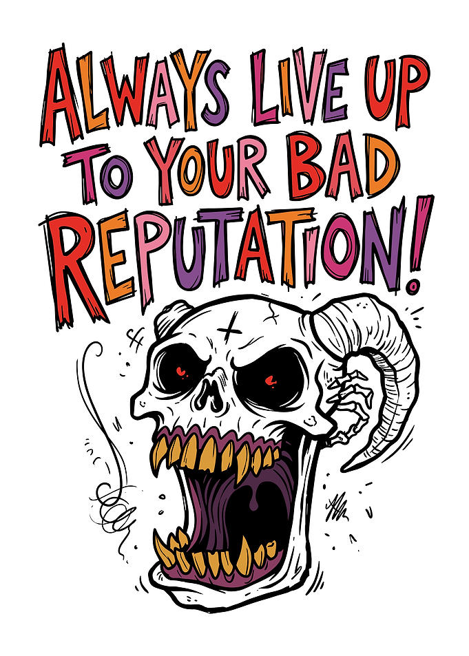 Bad Reputation Horned Skull Illustration