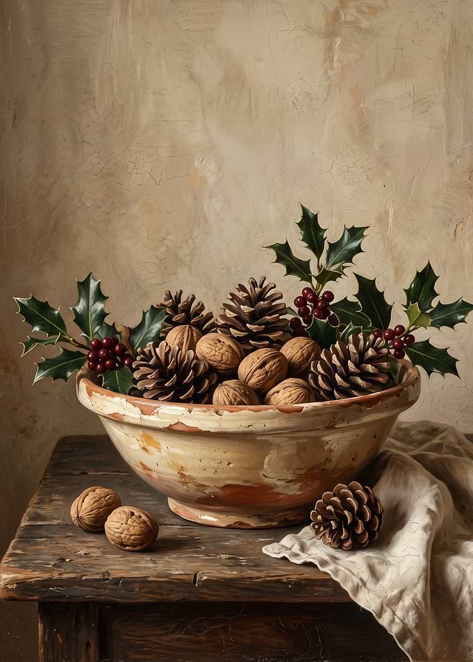 Rustic Winter Still Life Bowl