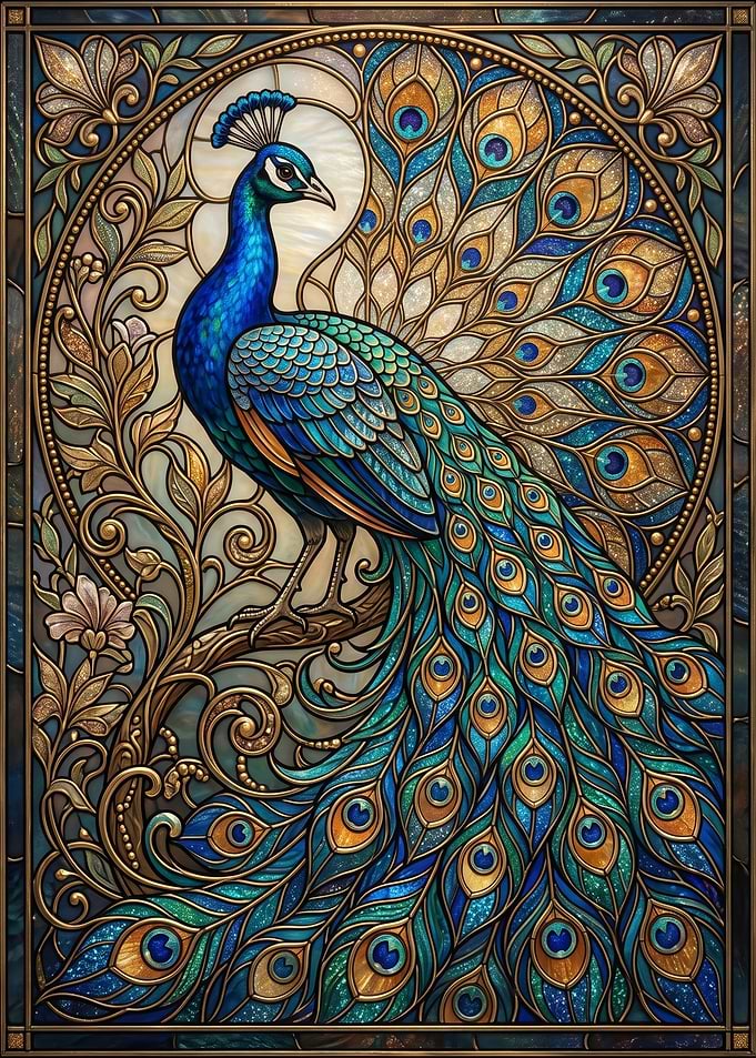 Stained Glass Peacock Art