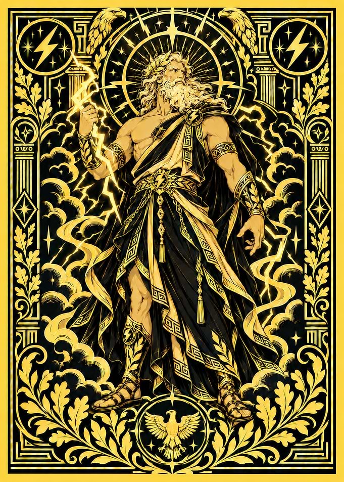 Zeus God of Thunder Illustration