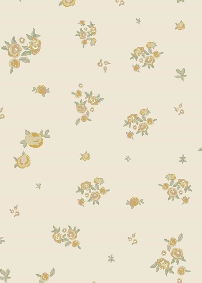 Vintage Yellow Floral Pattern Wallpaper