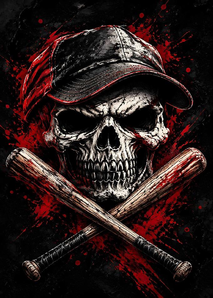 Skull with Baseball Bats Graphic