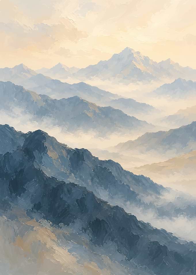 Ethereal Mountain Range at Dawn