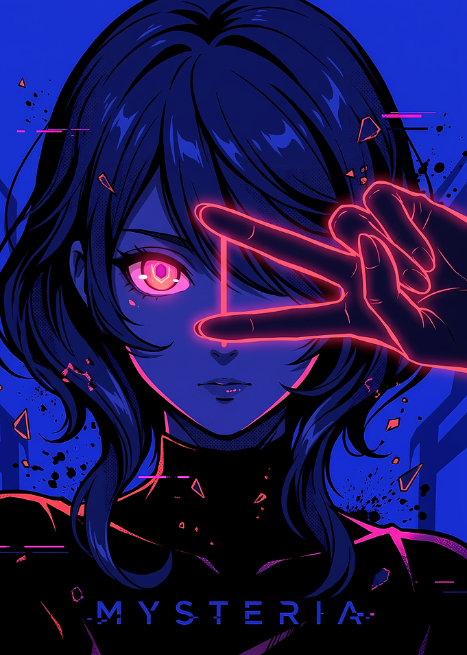 Mysteria Neon Anime Girl Portrait
