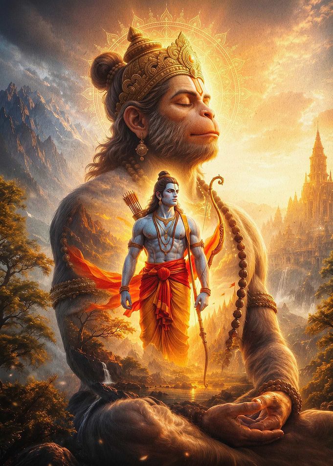 Hindu God Hanuman Divine Art