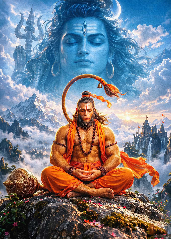 Shiva Hanuman Spiritual Art