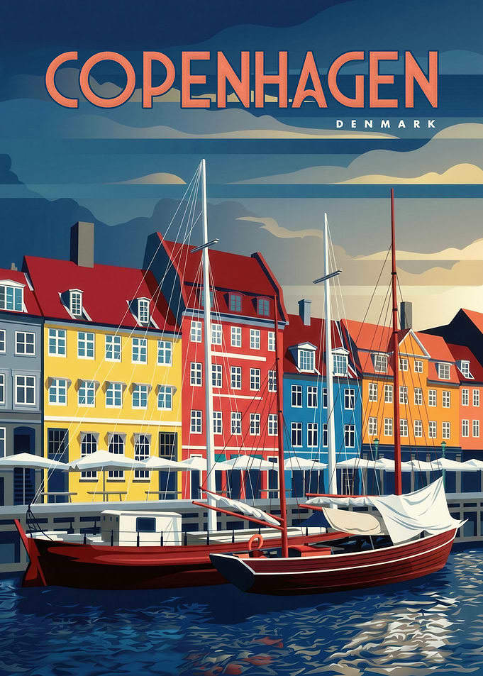 Copenhagen Nyhavn Travel Poster