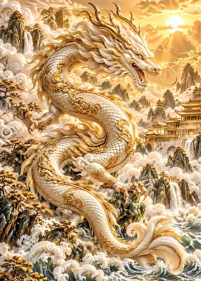 Majestic Golden Chinese Dragon