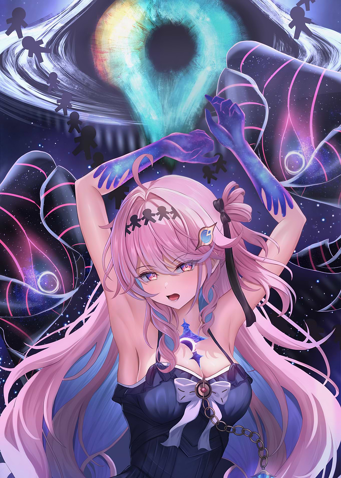 Anime Girl with Cosmic Eye Background