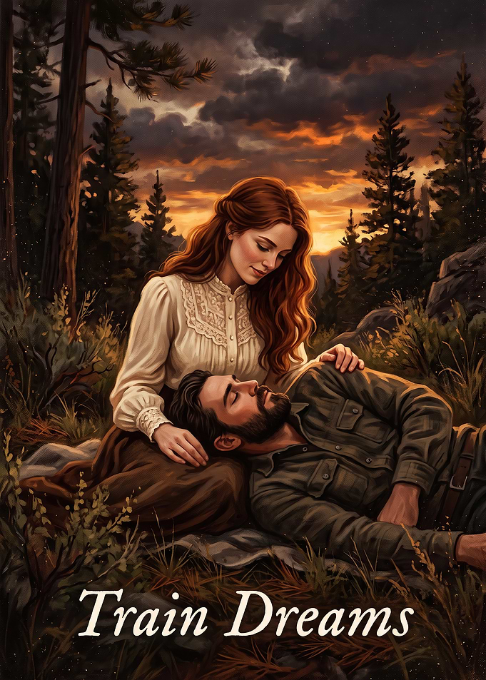 Train Dreams Romantic Couple Illustration