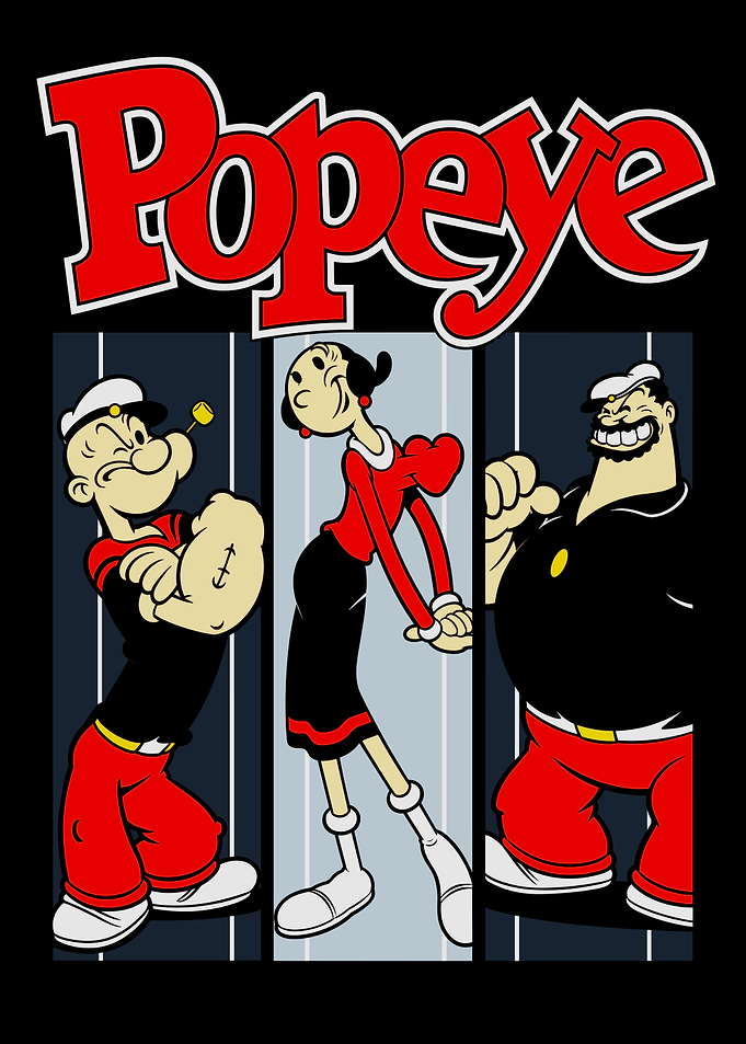 Popeye Cartoon Character Trio Graphic