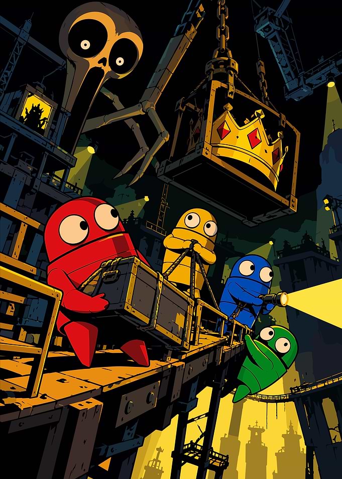 Colorful Creatures Working in Industrial Factory