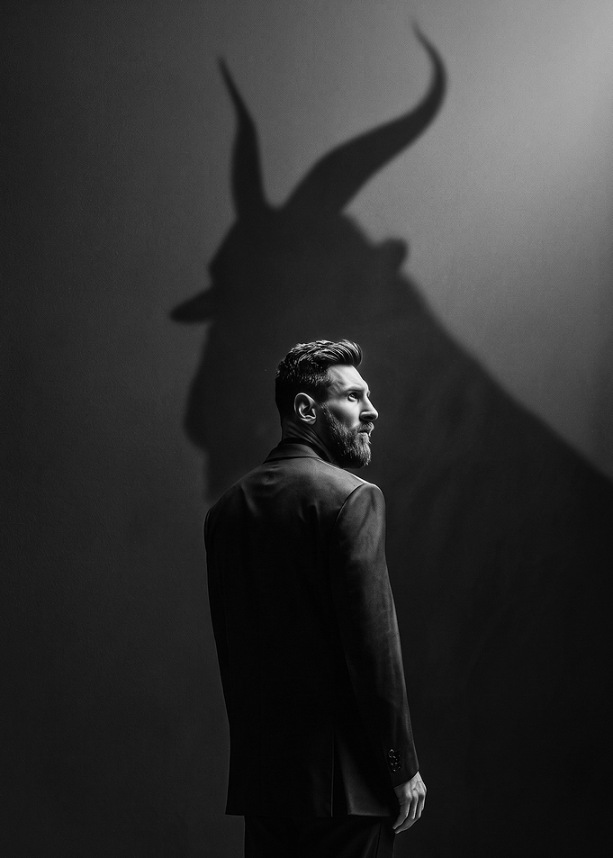 Lionel Messi GOAT Shadow Portrait
