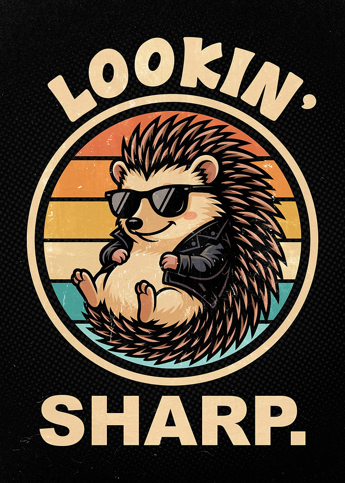 Lookin' Sharp Retro Hedgehog Illustration