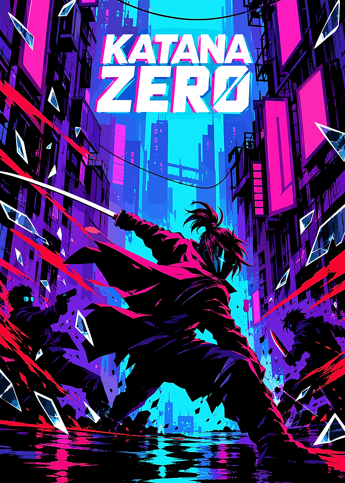 Katana Zero Cyberpunk Action Poster