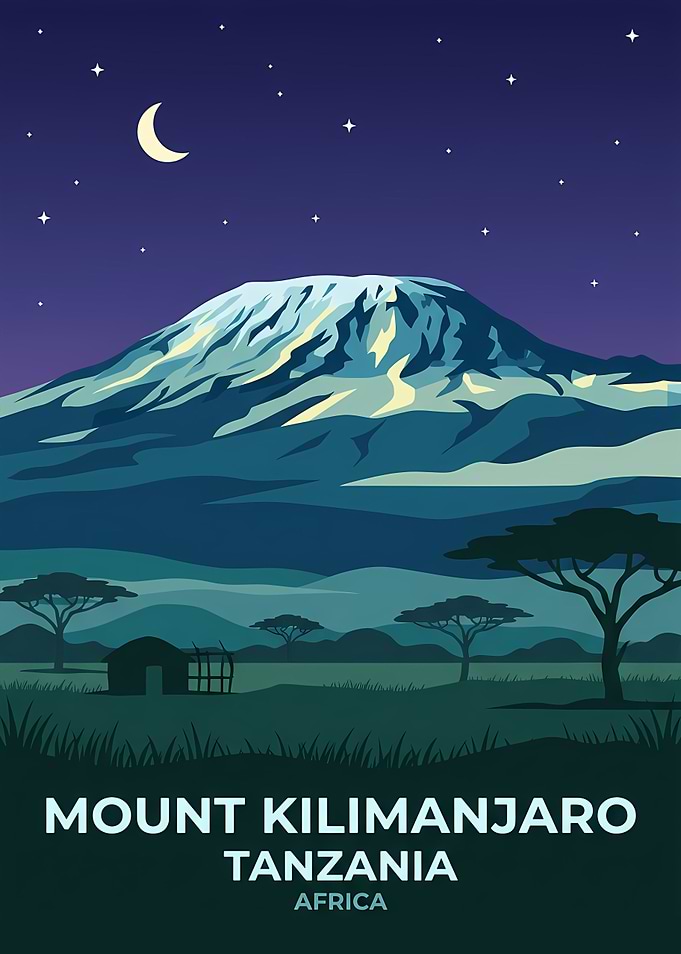 Mount Kilimanjaro Tanzania Travel Poster