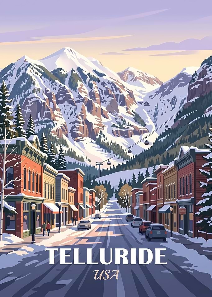 Telluride Colorado Winter Travel Poster