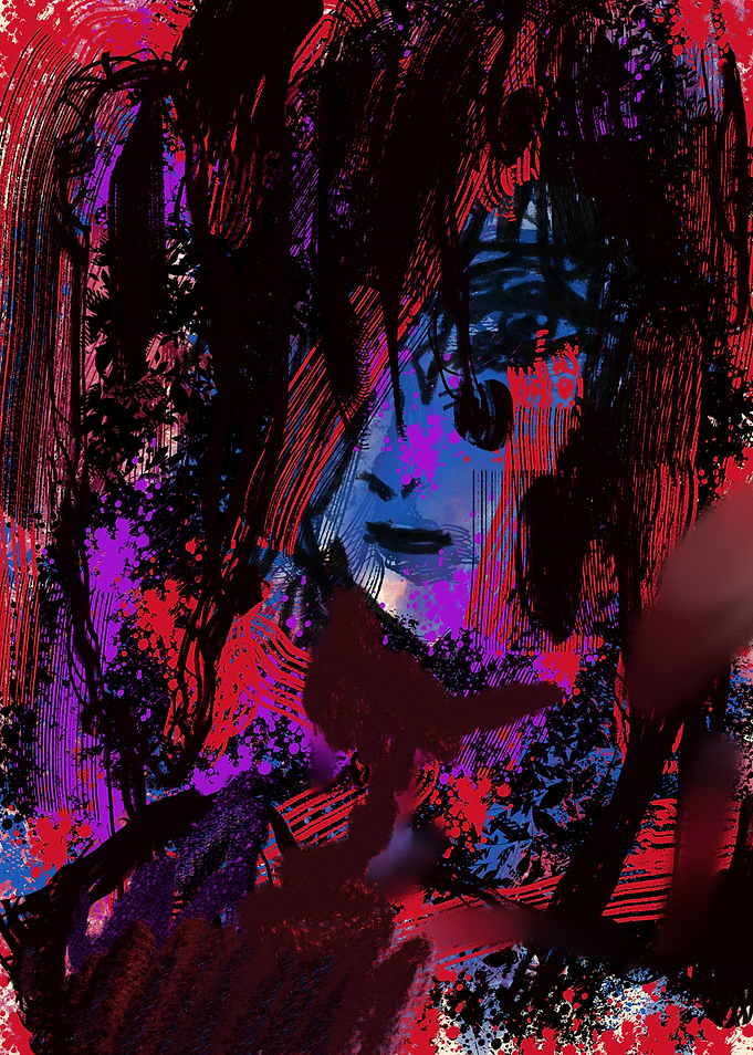Abstract Portrait in Red and Blue