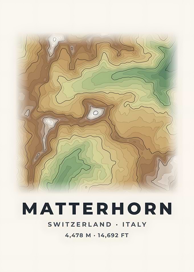 Matterhorn Topographic Map Color Relief Poster