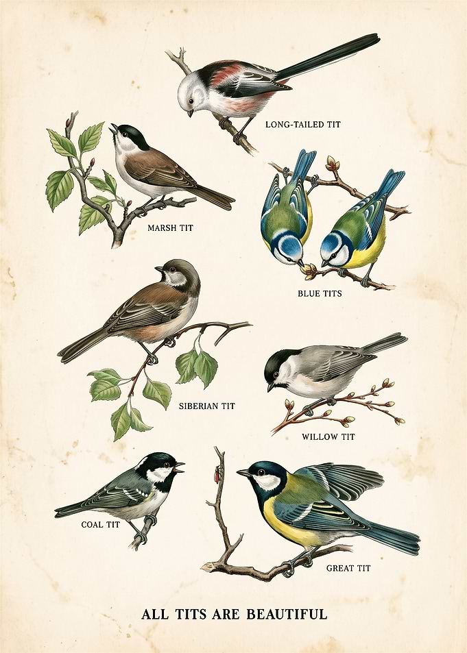 Vintage Bird Identification Poster
