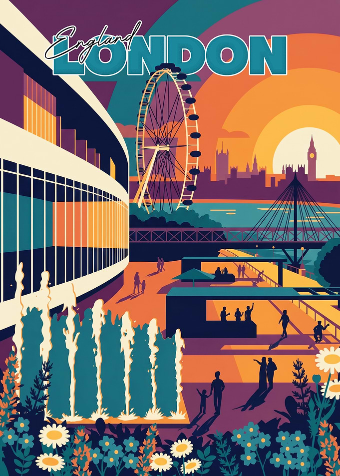 London England Travel Poster Art