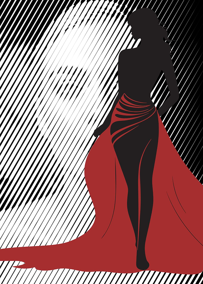 Elegant Silhouette in Red Dress