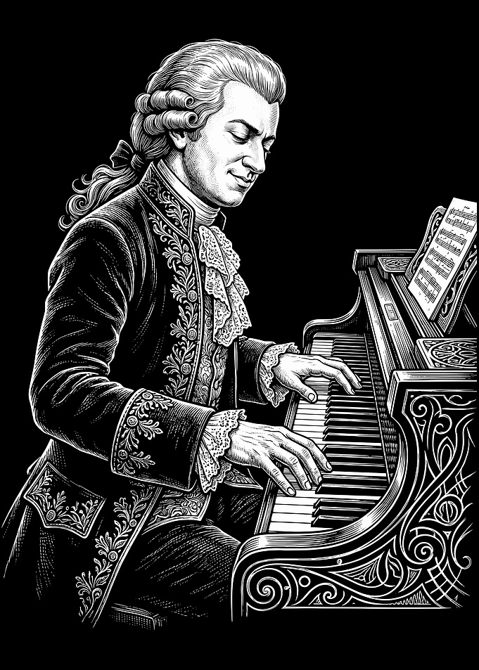 Wolfgang Amadeus Mozart Playing Piano