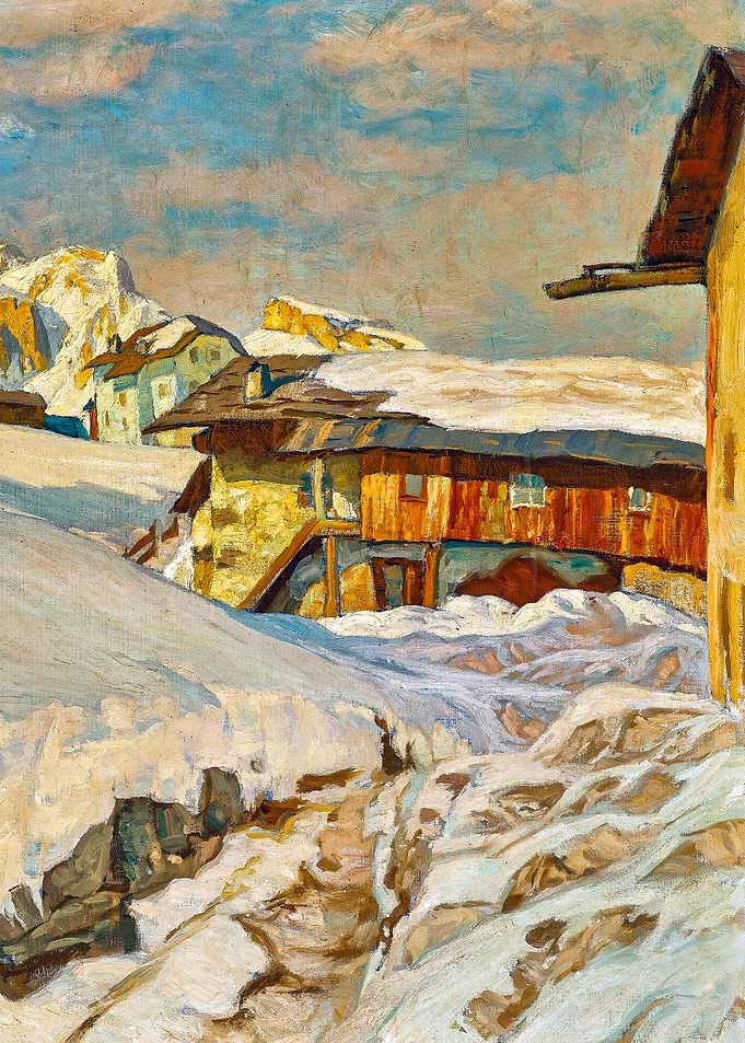 Dolomite Landscape near Cortina with Tofana by Carl O'Lynch Winter Snow Painting