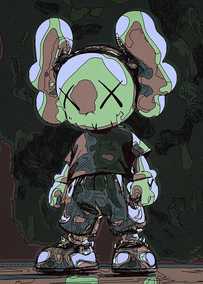 KAWS Companion Figure in Camouflage Style