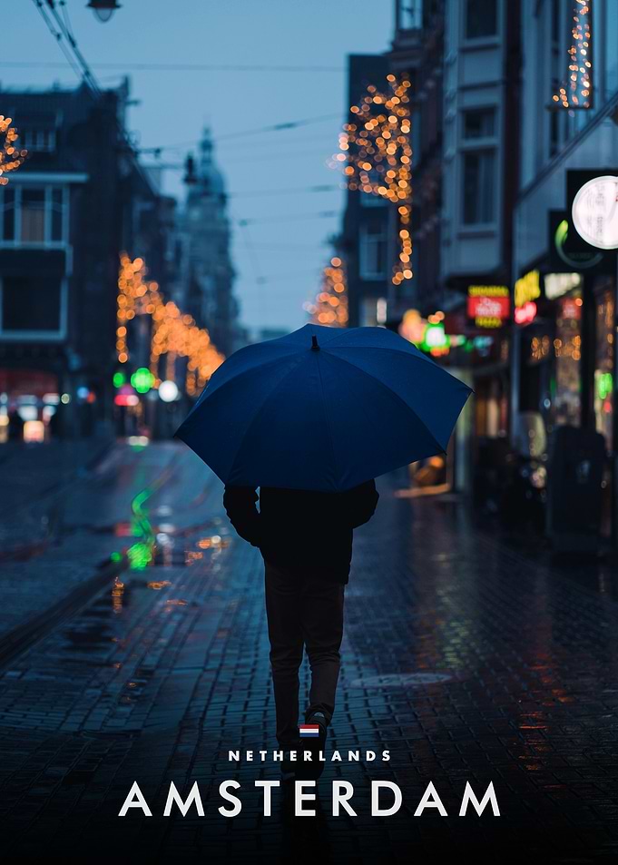 Rainy Evening Walk in Amsterdam