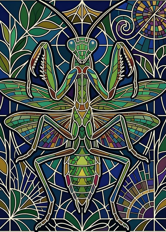 Stained Glass Praying Mantis Art