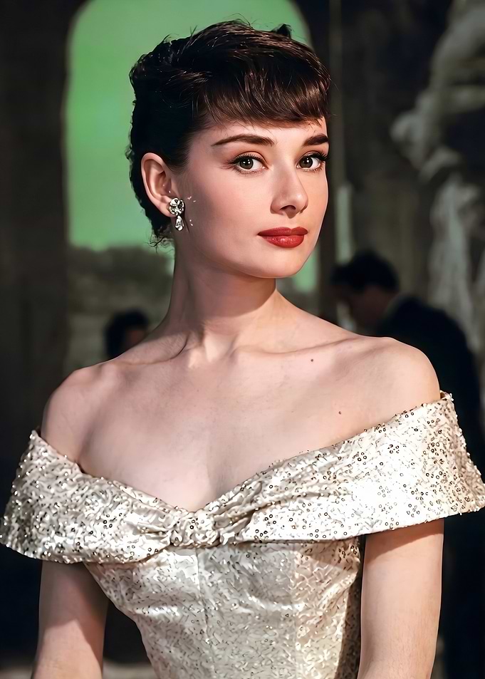 Audrey Hepburn in Elegant Evening Gown
