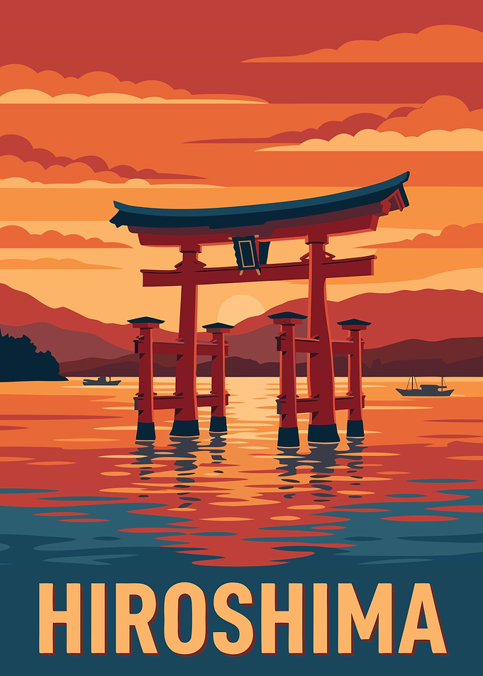 Hiroshima Torii Gate Travel Poster
