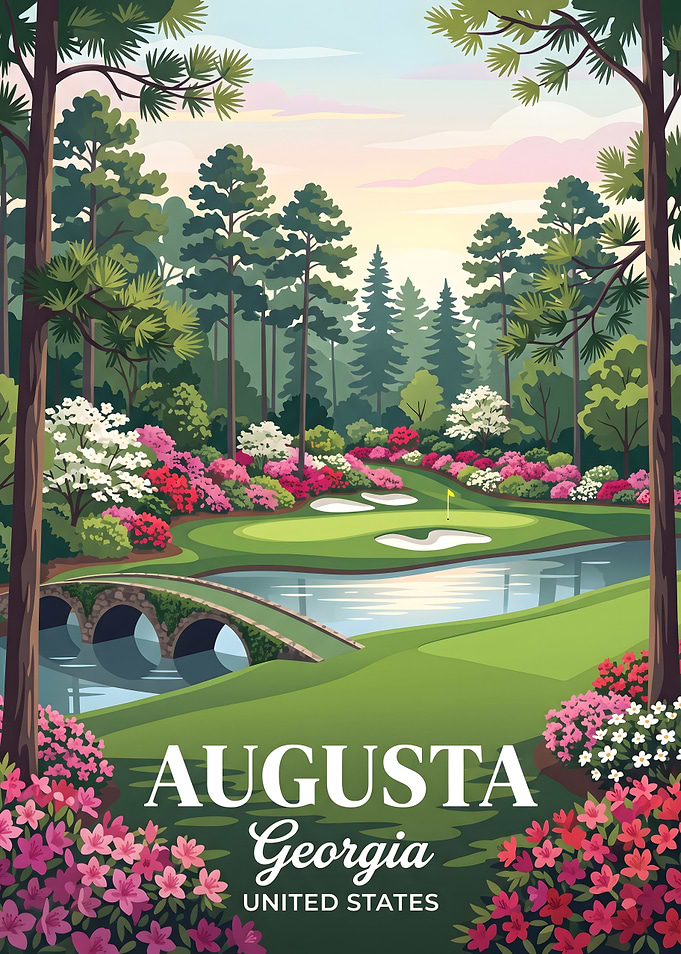 Augusta Georgia Golf Course Travel Poster