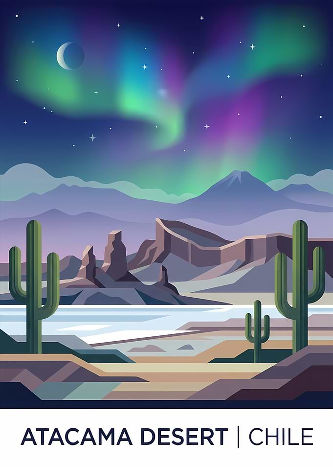 Atacama Desert Chile Travel Poster