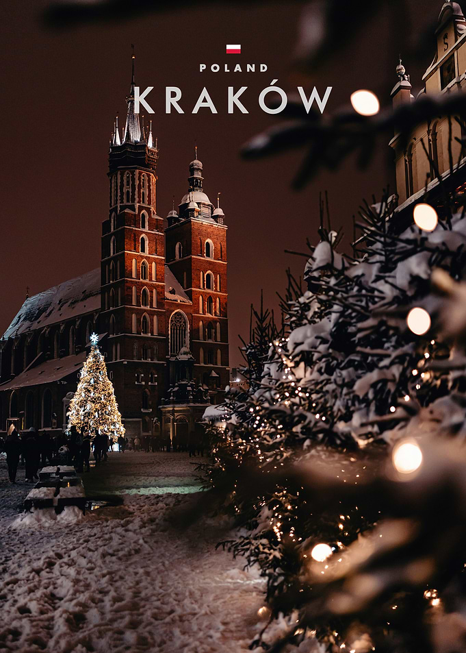 Krakow Poland Christmas Market Night