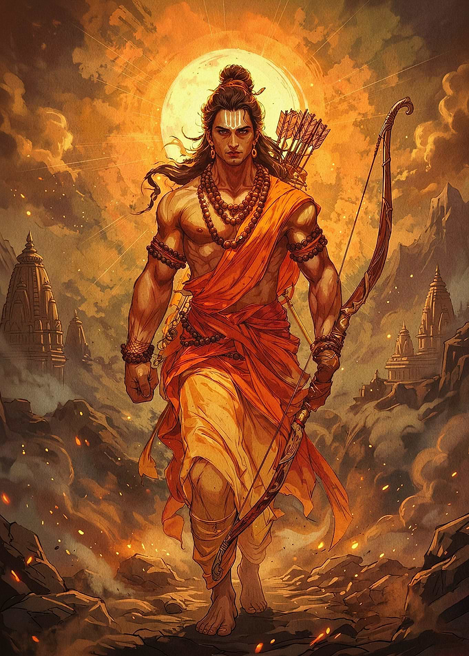 Lord Rama Hindu Warrior God Art