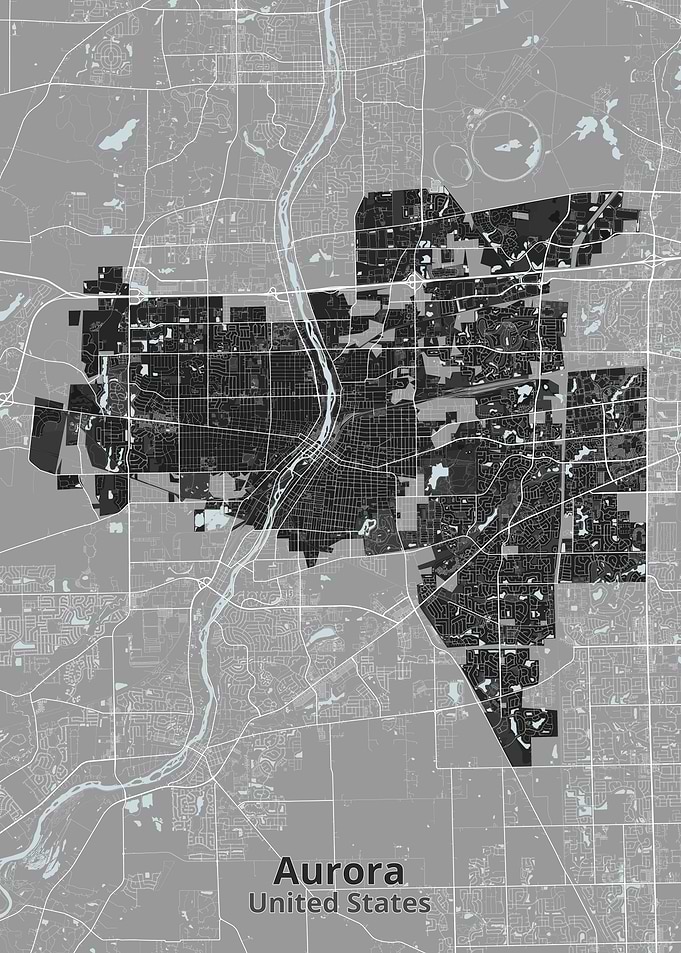 Aurora Illinois City Map Print