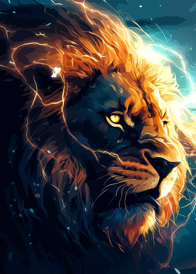 Majestic Lion with Lightning Mane