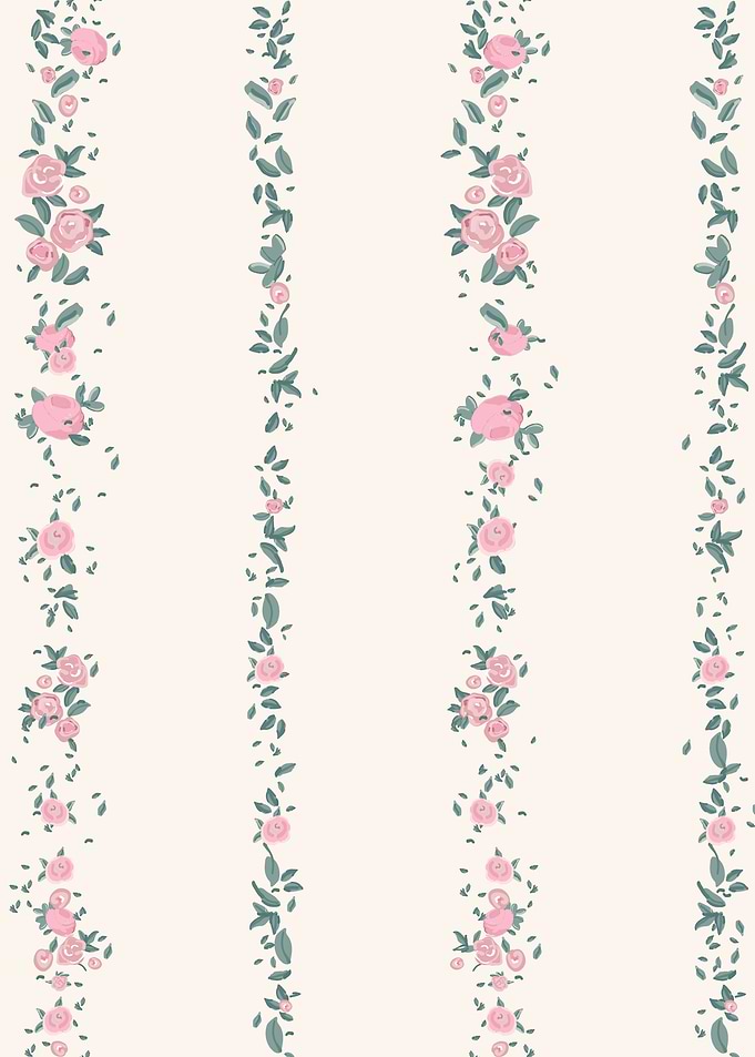 Vintage Floral Striped Wallpaper Pattern