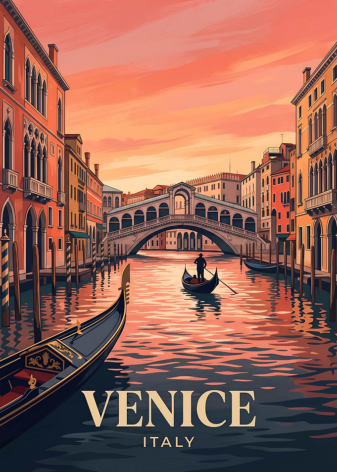 Venice Italy Grand Canal Rialto Bridge Poster
