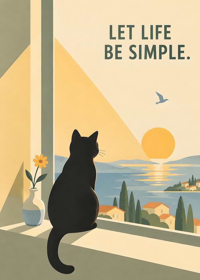 Let Life Be Simple Cat Poster