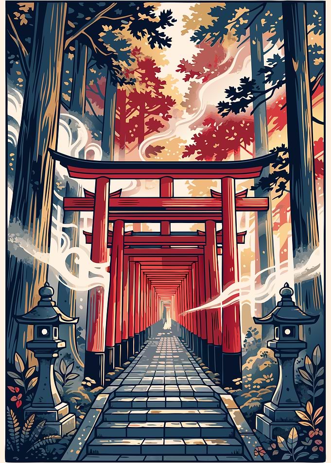 Senbon Torii: The Endless Red Gates' Ukiyo-e Poster