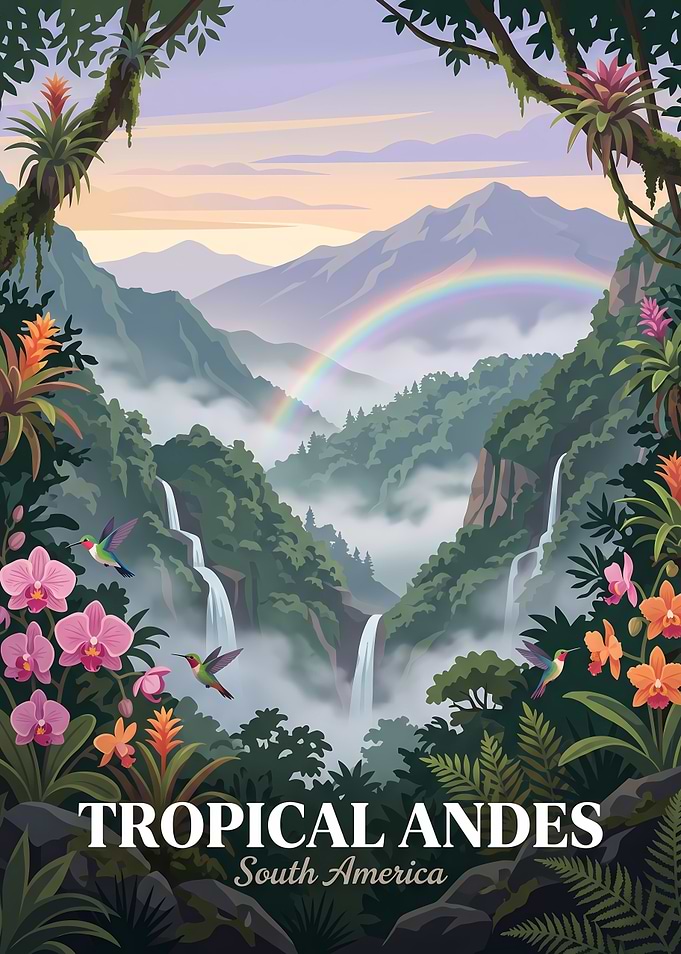 Tropical Andes South America Travel Poster