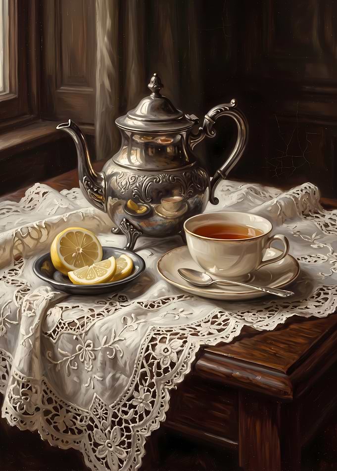 Elegant Vintage Tea Service Still Life
