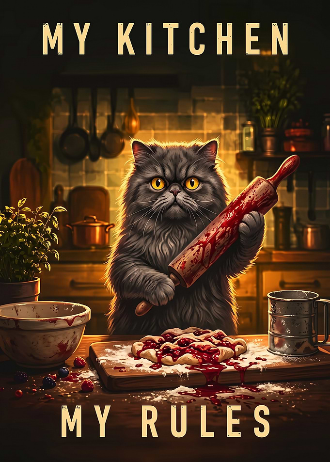 Funny Cat Baker Kitchen Poster