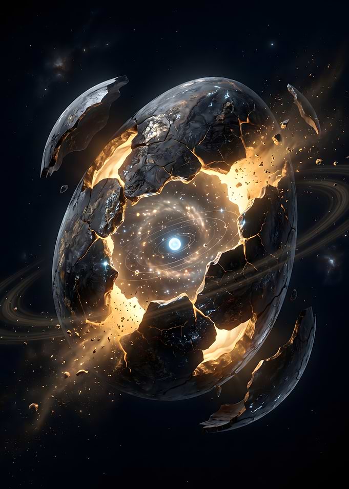 Cosmic Egg Shattering into Galaxy