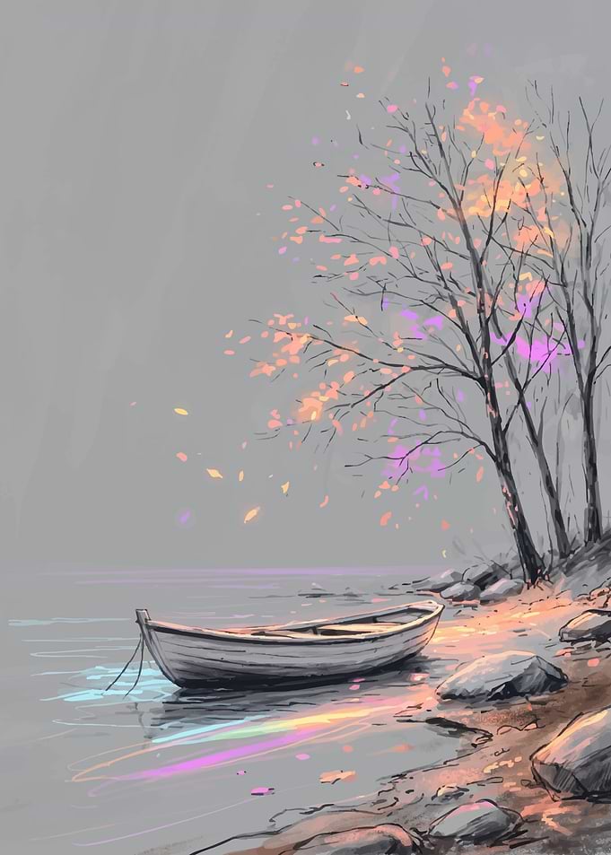 Serene Boat by the Shore