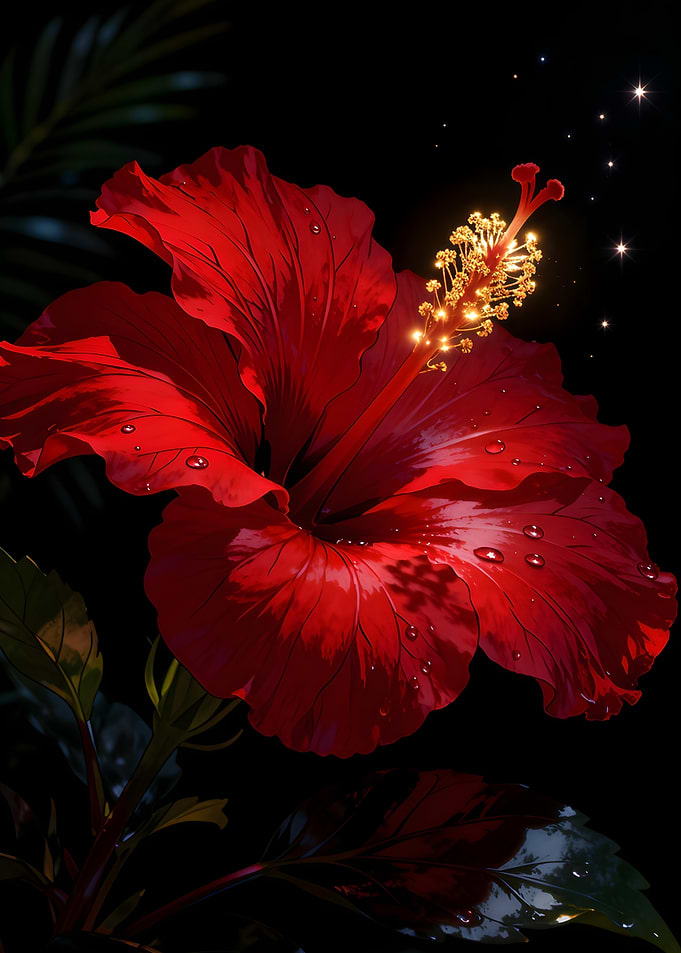 Glowing Red Hibiscus Flower
