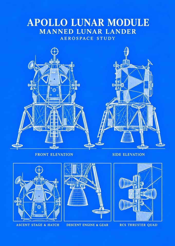 Apollo Lunar Module Blueprint Poster